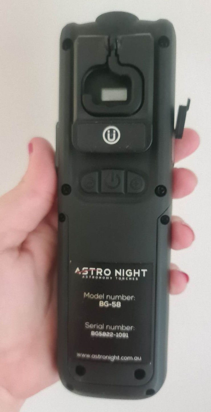 The BG-58 model, showing power and brightness  level indicators and hooks.